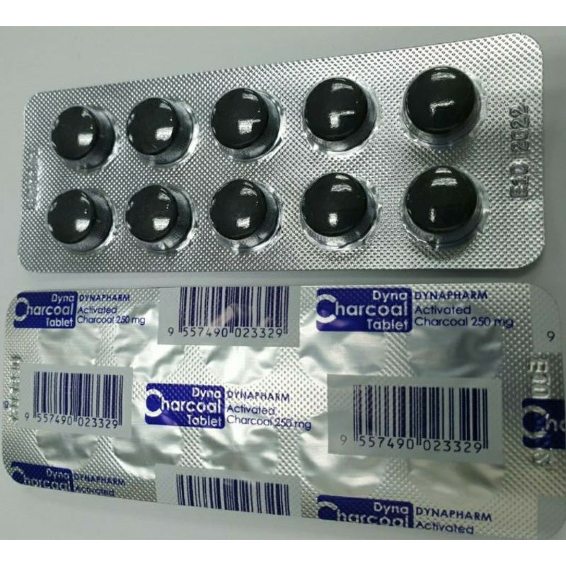 Dyna Activated Charcoal 250mg Tablets 10's Food Poisoning/ Flatulence