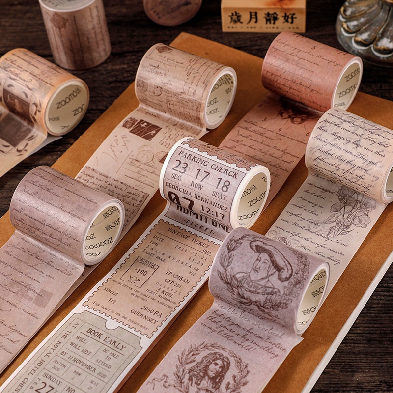 Journamm 5cm*3m Vintage Letters Washi Paper Tape for Deco Scrapbooking ...