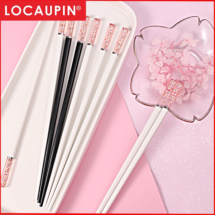 Locaupin 5 Pairs Reusable Fiberglass Chopsticks Dishwasher Safe