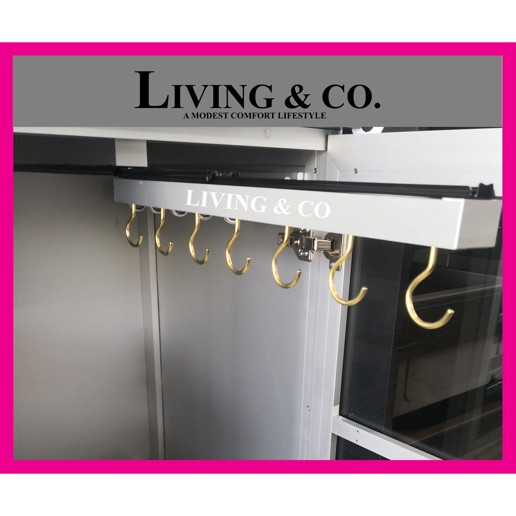 Kitchen Pull out pan hanging rack (Rak Kuali Dapur Tarik)/ RAK RAIL ...