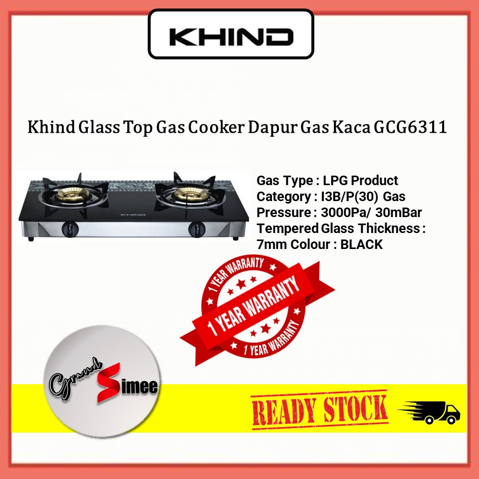 Khind Glass Top Gas Cooker GCG6311 Shopee Malaysia