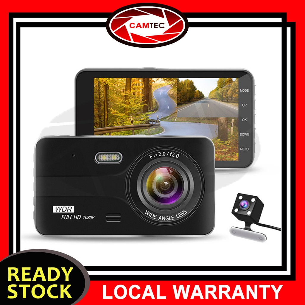 4 Inch Dash Cam Dual Camera Lens Full HD 1080P Car DVR Vehicle Rearview ...