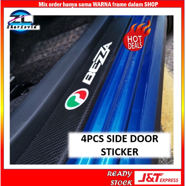 Sticker Carbon Fiber Side Door Step Stiker Car Aksesori Pintu Seat Kaki Kereta Bersih Perodua