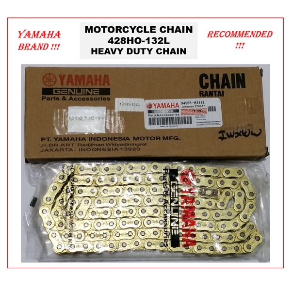 YAMAHA BRAND MOTORCYCLE CHAIN 428HO 132L O-RING GOLD / RANTAI 428 GOLD ...