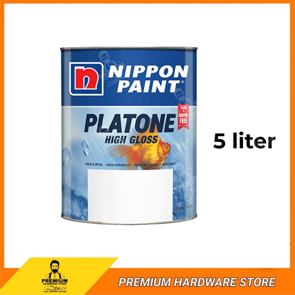 NIPPON PLATONE HIGH GLOSS 5 Liter Wood & Metal Paint Oil-Based/Oil Base ...