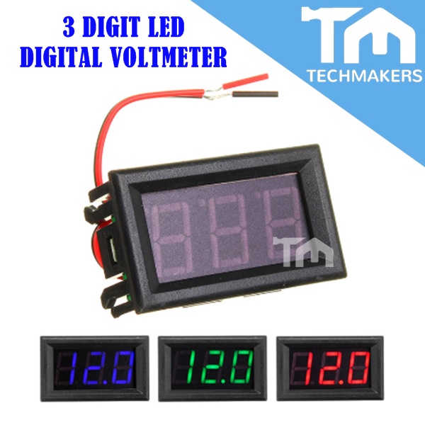 0.56 Inch LED Display Panel Voltage Meter Digital Voltmeter 3 Digit Volt 2 line DC 4.5V-30V 2 Wires Red Green Blue
