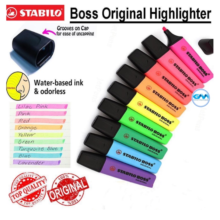 Highlighter STABILO BOSS ORIGINAL 2 line widths 2mm/5mm | Shopee Malaysia