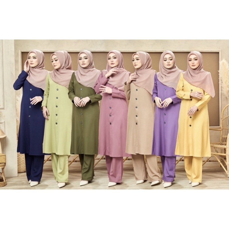 KAYLA SUIT MUSLIMAH BUTANG(TOP+PANTS) Shopee Malaysia