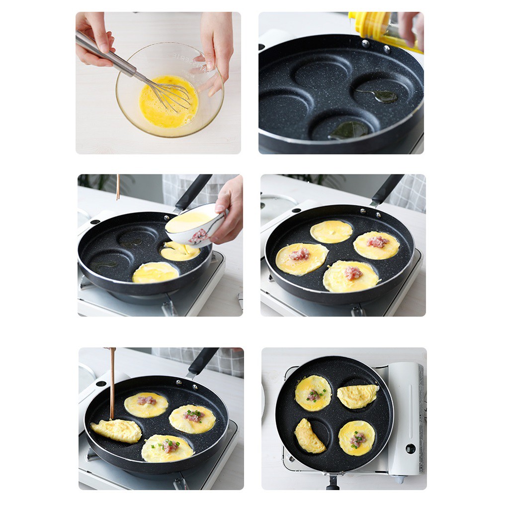 4 in 1 Egg Pancake Multi Sectional Pan 4 Dimples hole fry pan