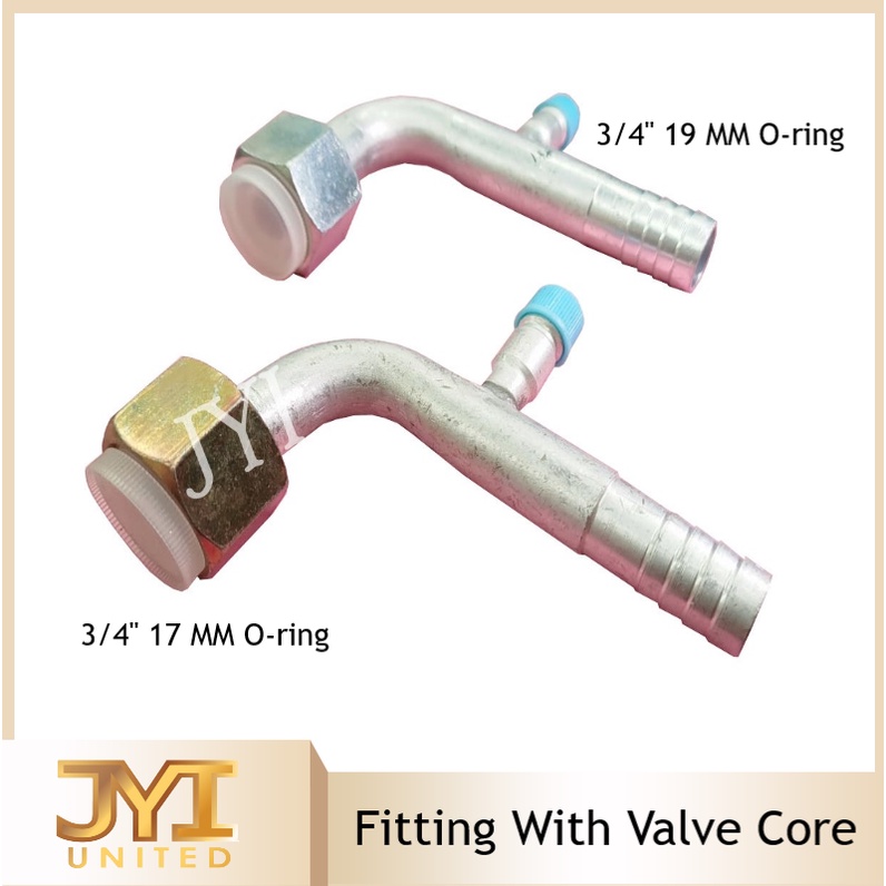 Aluminium Automotive Air Cond Hose Bulk Fitting with R134A Valve Core ( ORING 3/4 17MM /19MM