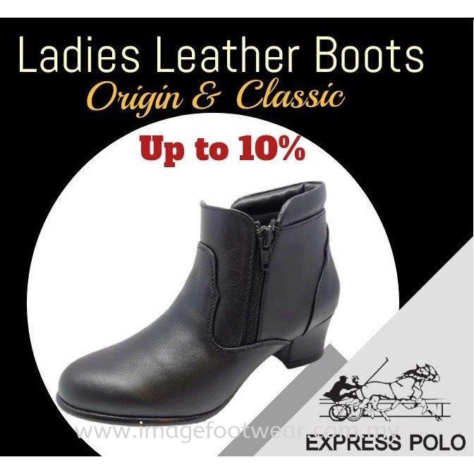 EXPRESS POLO Full Leather 2inch Ladies Boots LL 0437 Size 4 5 6 7 8 9 10 11 12 BLACK Colour Shopee Malaysia