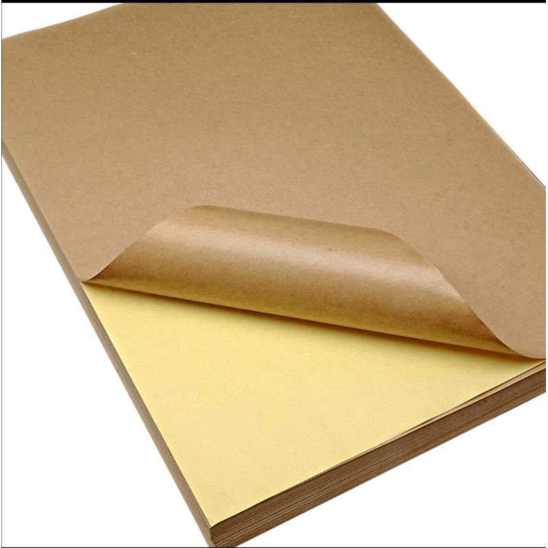 A4 size Kraft Sticker 100pcs Brown Label Sheet Paper with Self Adhesive ...