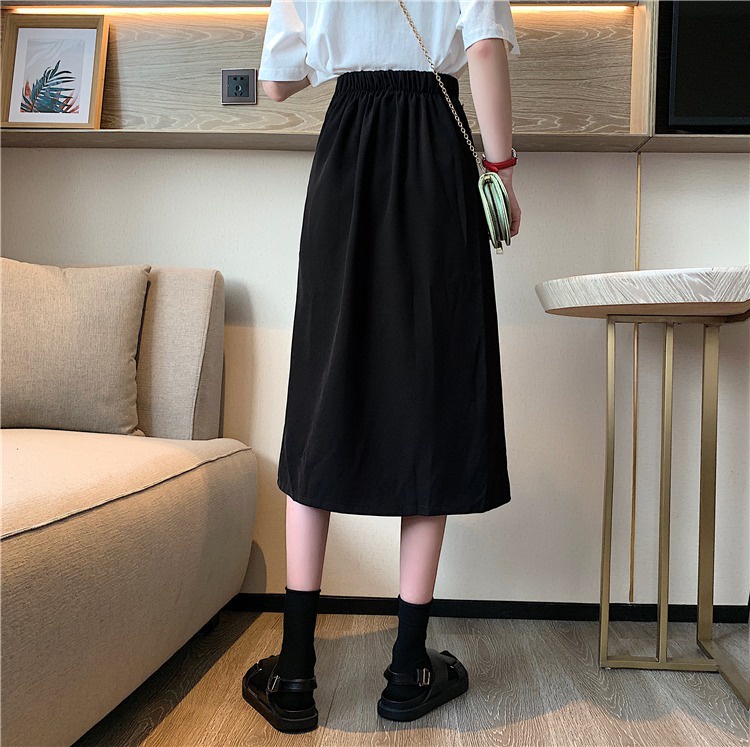 6401-A-line Skirt Women's Summer High Waist Drape Mid-length Design ...