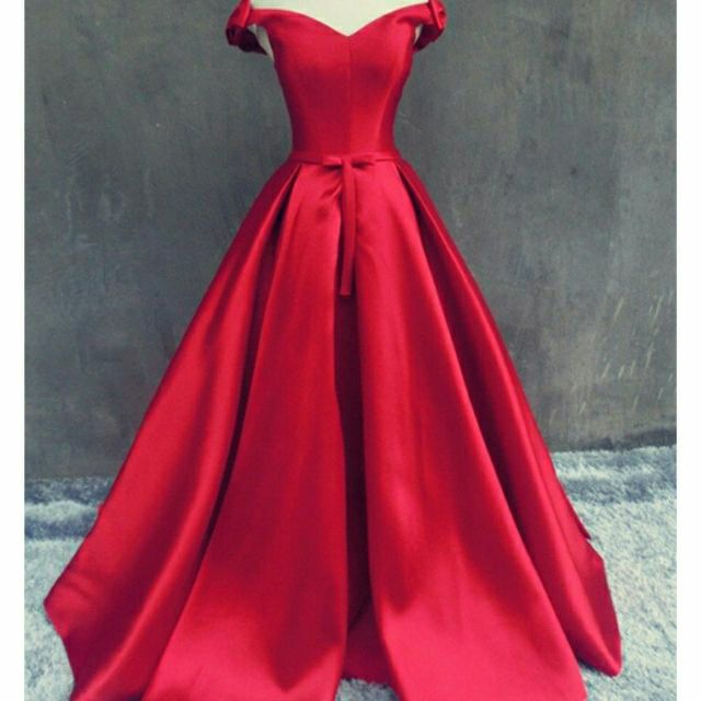 Off Shoulder Bow Dress Embroidery Large Slimming Elegant Evening Dress
