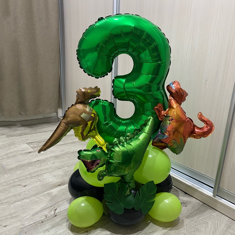 26pcs Dinosaur Birthday Balloons Set 1 2 3 4 5 6 Years Number Balloon ...