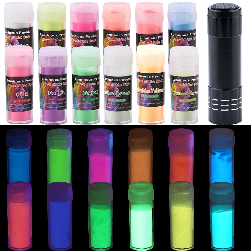Set De 12 Poudres Pigmentées Fluo (néon) - 10g Chaque - Pour Résine, Nail Art, Slime, Bougies - DIY Créatif