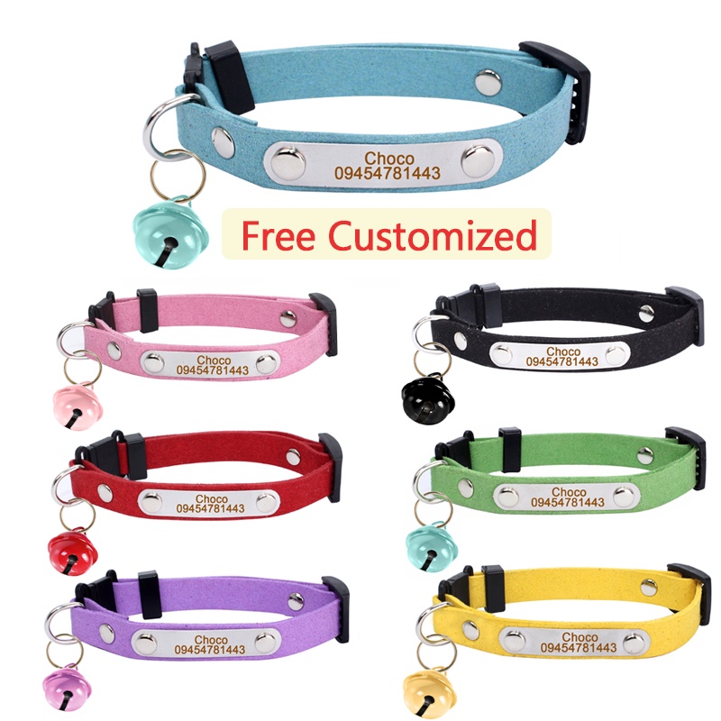 Free Engraving Cat Collar With Bell Cat Tag Pet Name ID Tag Dog Collar