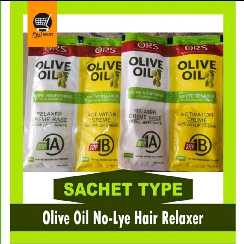 ORS Olive Oil NoLye Hair Relaxer New Look Ultra Nourishing 1 satchet Bonus Sachets Inside