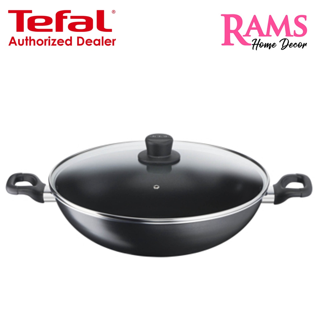 Tefal 36cm Cook Easy Chinese Wok with Glass Lid / Wok Pan with Glass
