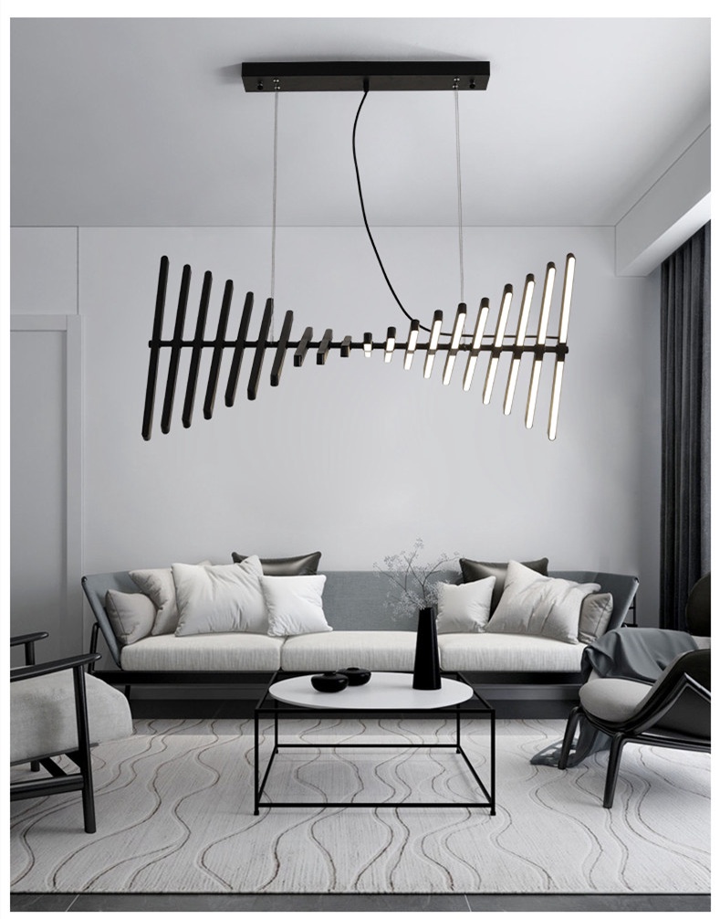 Modern New LED LOFT Piano Wave Pendant Lights Fishbone Designer Ceiling ...