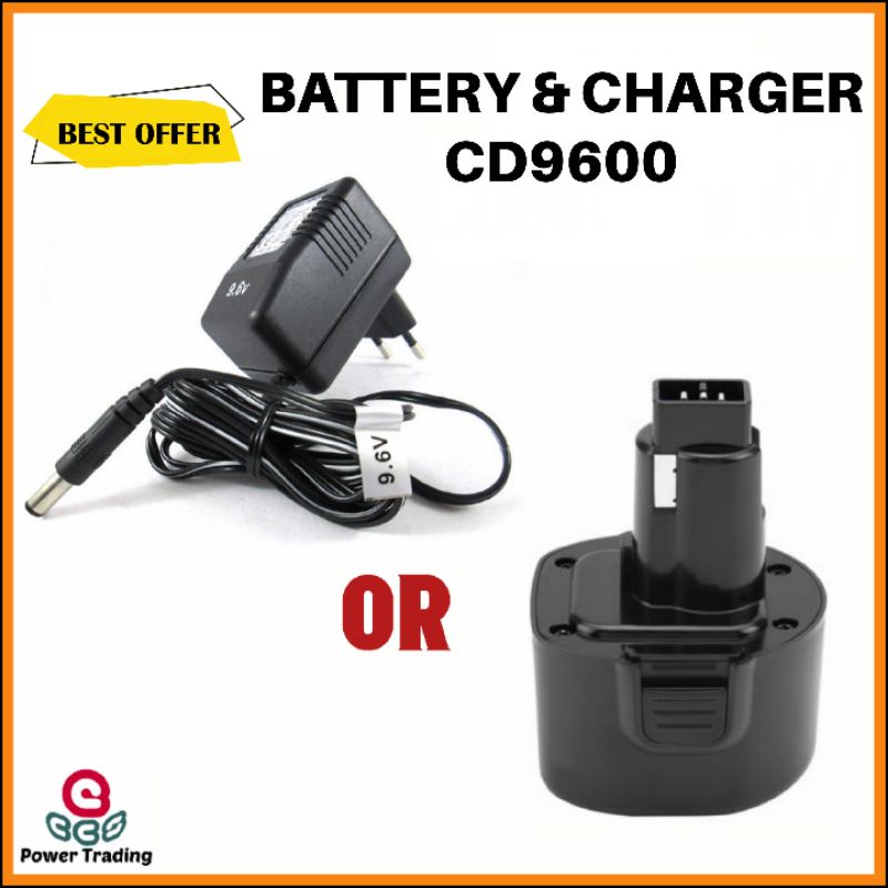 REPLACEMENT BLACK DECKER CD9600 HM9600 9.6V CORDLSS DRILL DRIVER BATTERY CHARGER