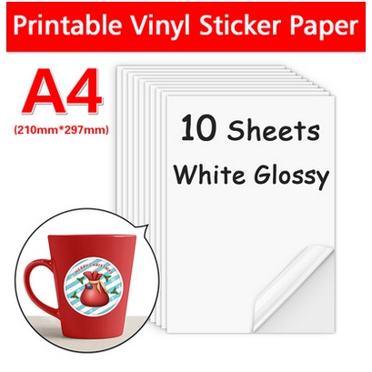 10 Sheets Self Adhesive Vinyl Sticker Paper A4 Size Transaprent Matte  Glossy Holographic Copy Paper Sticker for Inkjet Printer