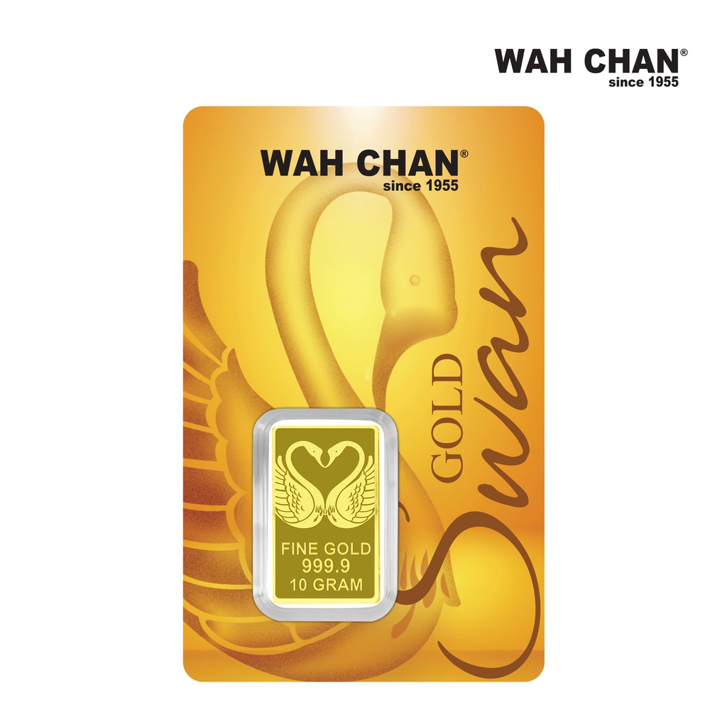WAH CHAN 10g 999.9 Fine Gold Bar - Happiness Swan 幸福天鹅足金片 10g.Swan ...