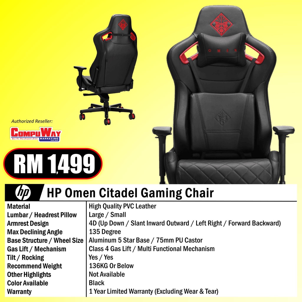 Hp omen citadel discount gaming chair black