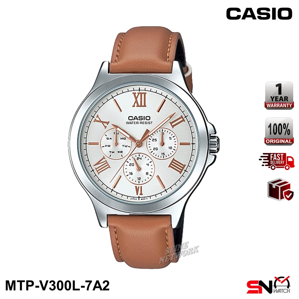 Casio MTP V300L Multi Hands Fashion Quartz Analog Leather Band Men Watch Jam Tangan Lelaki Shopee Malaysia