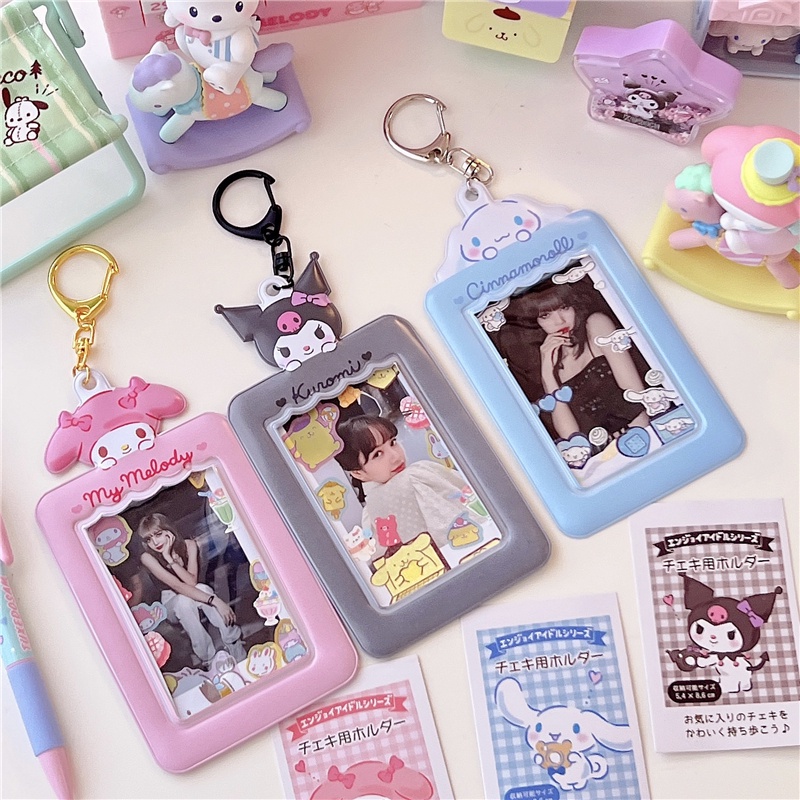 Kawaii Kuromi Cinnamoroll Photocard Keychain Card Holder Set Photo ...