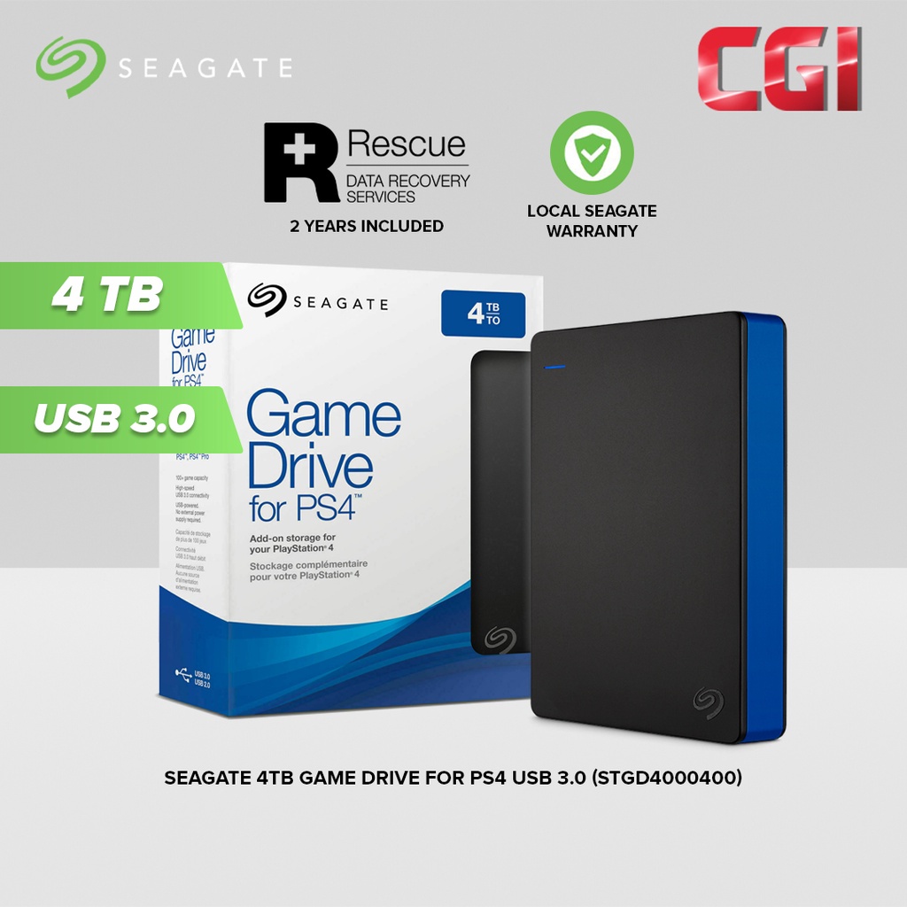 Seagate Game Drive 4TB USB 3.0 Bus Powered External HDD, Black