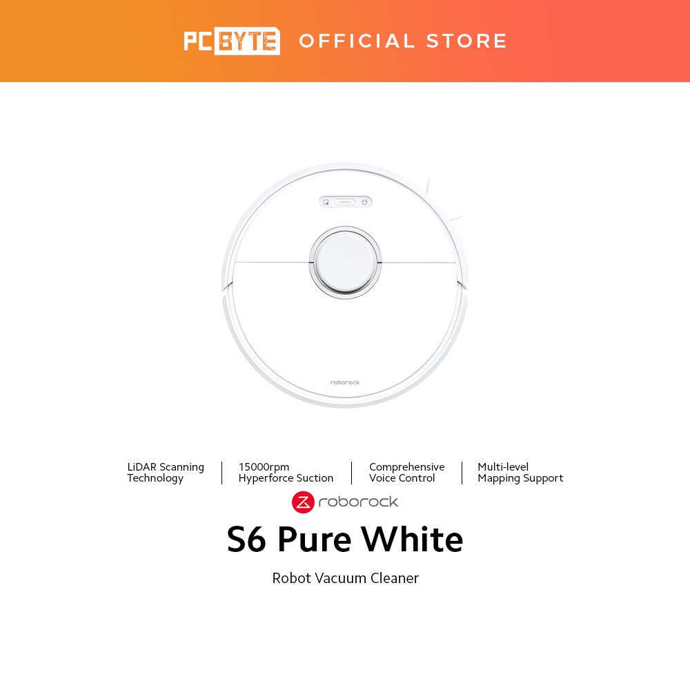Roborock Robot Vacuum Cleaner S6 Pure White [International Version