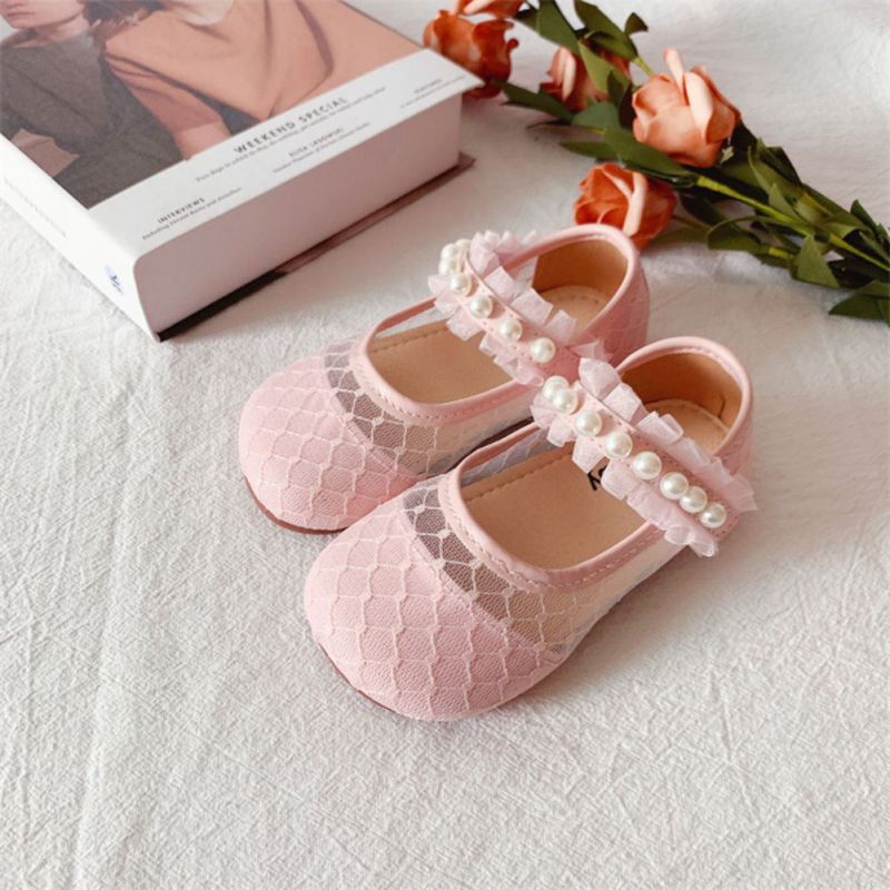 HB Girls' Shoes Kids Girls Lace Mesh Leather Shoes Princess Shoes