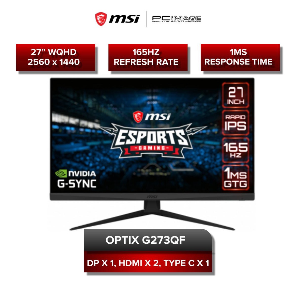 MSI OPTIX G273QF 1MS 2K 165Hz 27" IPS Gaming Monitor | Shopee Malaysia