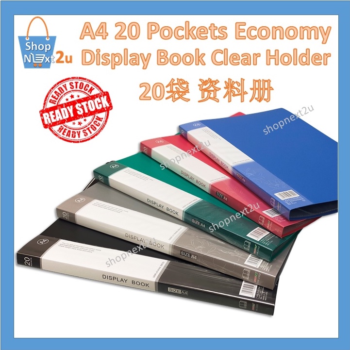 A4 20 pockets Clear Holder | Display book | Clear pocket file | Pocket ...