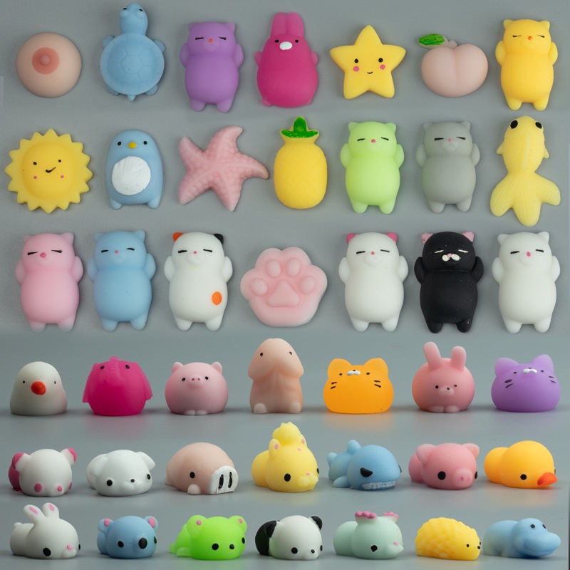 Chennyfun 24 Piezas de Lindo Animal Mochi Squeeze Toy, Kawaii Squishys Lindos Juguete de Alivio de Estrés, con 24 Huevos de Pascua para Niños y Adultos para Cumpleaños Favores