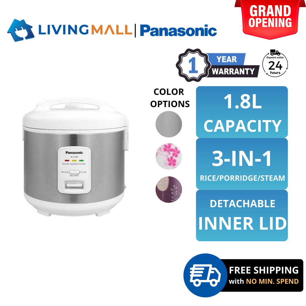 Panasonic SRJP185 Rice Cooker 3 In 1 Detachable Inner Lid Keep Warm