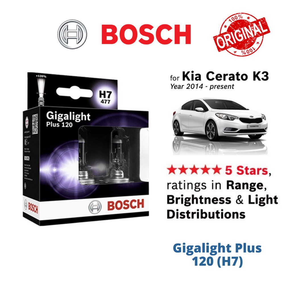 Original Bosch Gigalight Plus 120 H7 477 Headlight Bulb 12V 55W 2pcs for  Kia Cerato K3 (Year 2014-Present)