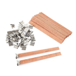 100 Pack Wooden Candle Wicks For Candle Making, 6Inch Burst Wood  Wicks/Smokeless Candle Wicks With Metal Base Clip