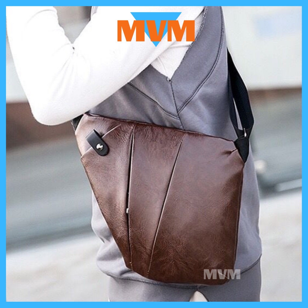 Malaysia Stock] Men's Leather Sling Bag Cross Body Multifunction Shoulder Beg  Lelaki Kulit