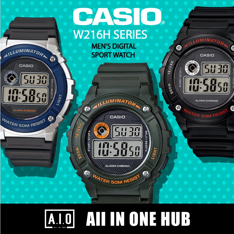 100 Authentic Casio W 216H W216H Series Youth Digital Watch. Includes 1 Year Warranty