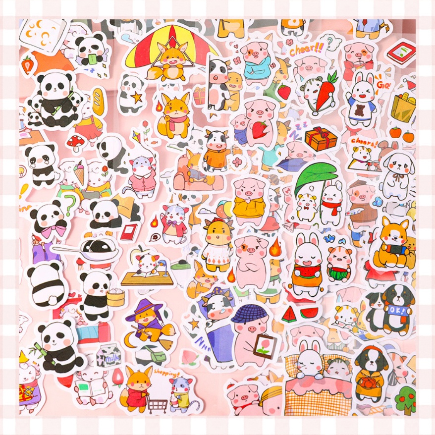 Waterproof stickers, cute cartoon stickers in many designs (white ...