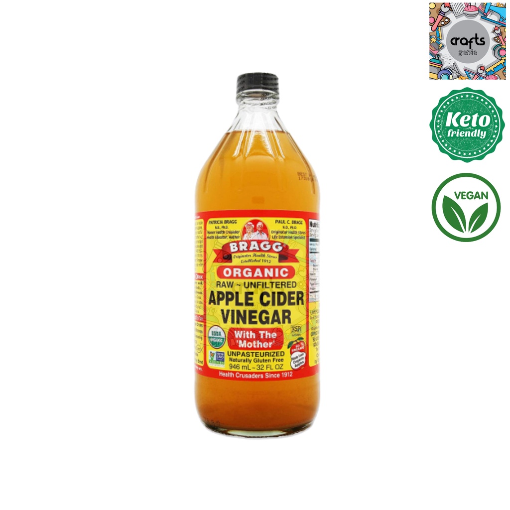 BRAGG Organic Apple Cider Vinegar 946ml Sugar Free, Low Carb and Keto
