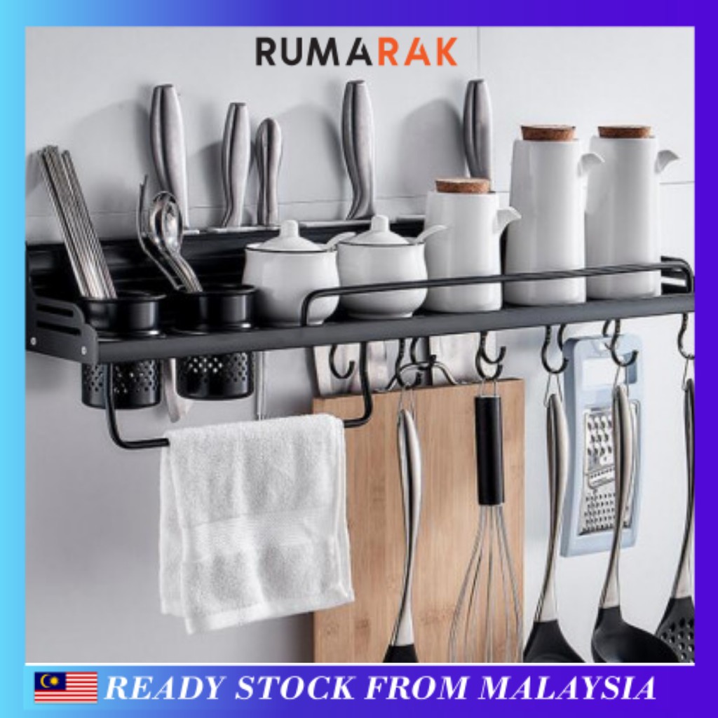 Hot Sale Rak Besi Gantung Dapur Floating Wall Kitchen Shelves Organizer ...