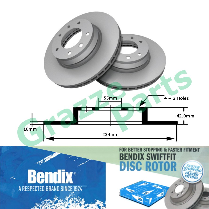 (1pc) Bendix Swiftfit Disc Brake Rotor Front for BR9506 / 43512-BZ042 ...