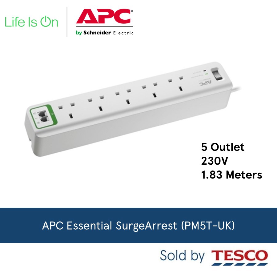 APC Essential SurgeArrest 5 outlets with Phone Protection 230V UK (PM5T ...