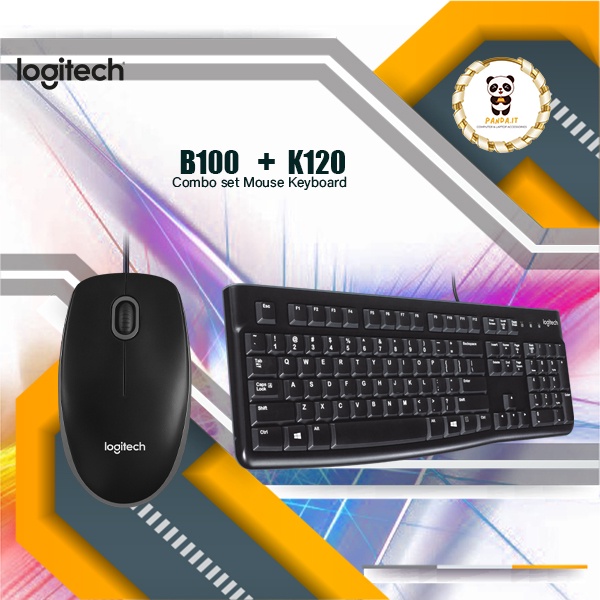COMBO LOGITECH K120 USB WIRED KEYBOARD AND LOGITECH B100 OPTICAL USB
