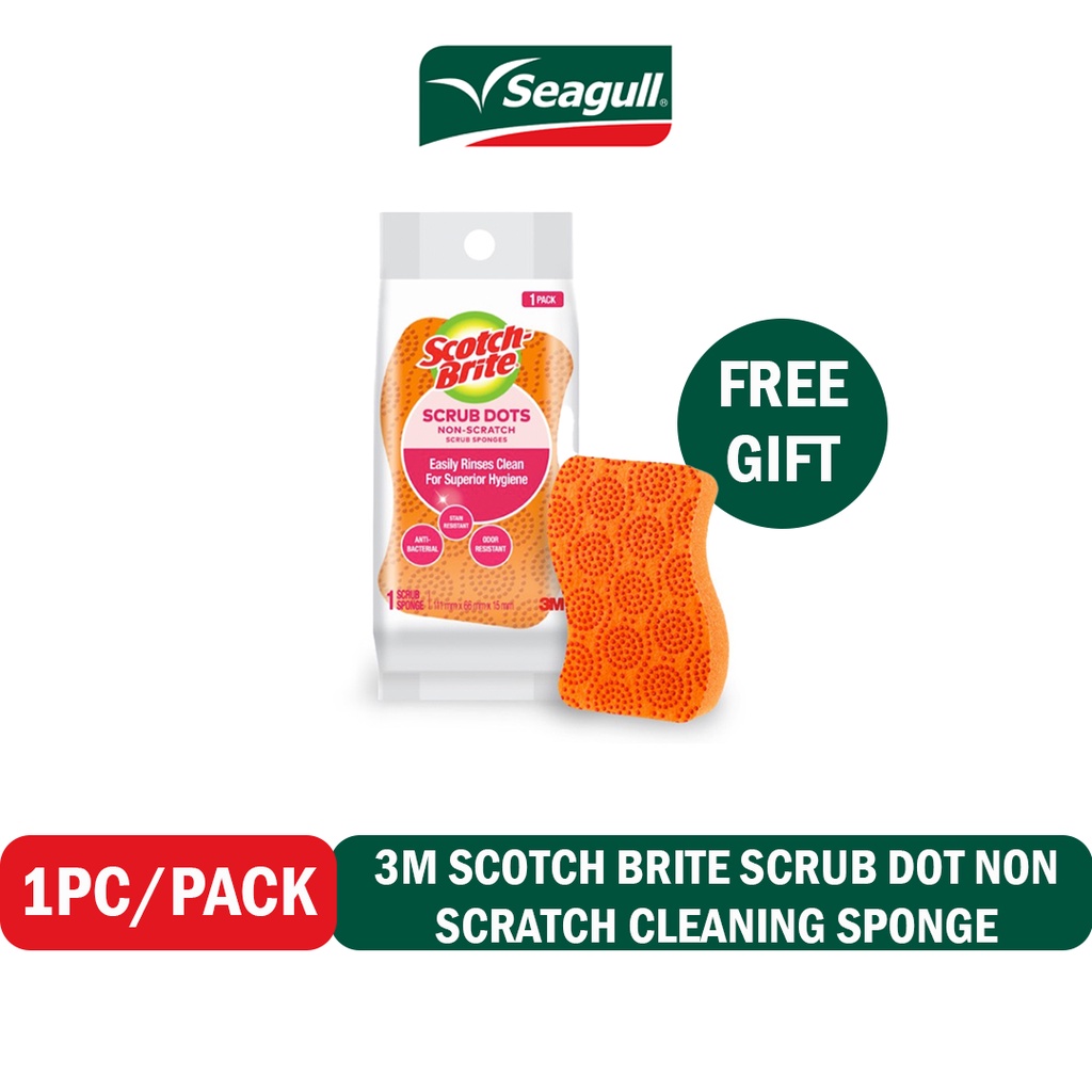 [FREE GIFT] 3M Scotch Brite Scrub Dots Non Scratch Antibacterial Scrub