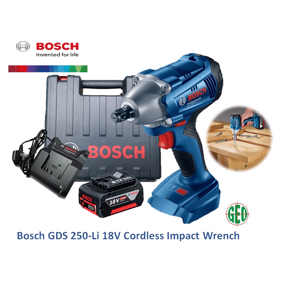 Bosch Gds 250 Li 18v Cordless Impact Wrench C W 1 X 18v 4 0ah Battery