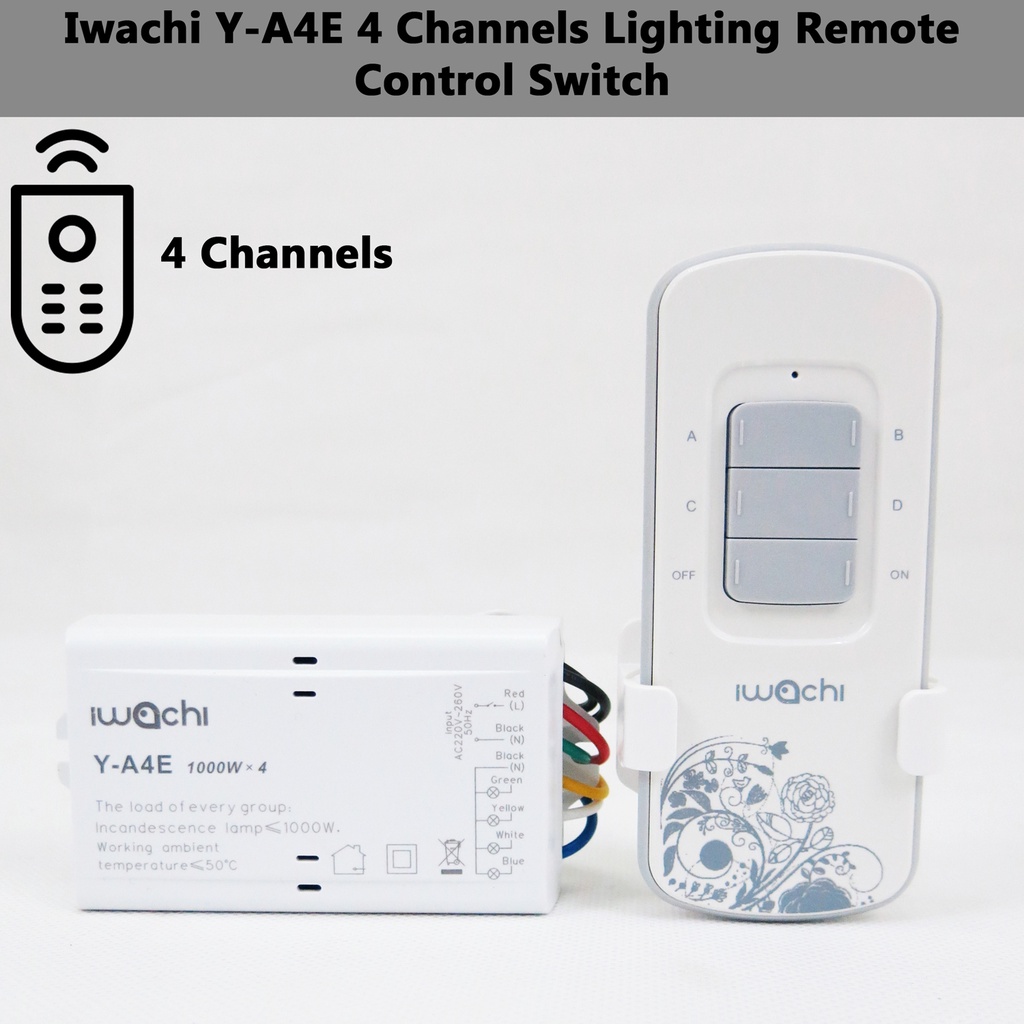 Iwachi YA4E 4 Channels Lighting Remote Control Switch (White) Shopee